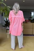 Made in Italy Sa Caleta Circle Classic Boyfriend Top Washed Popsicle Pink